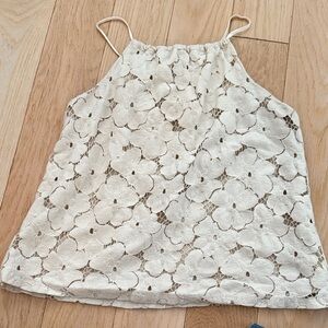 Anthropologie Cream Floral Lace Camisole